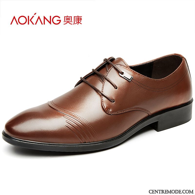 Derbies Homme Décontractée Chaussures En Cuir Entreprise Costume Formel Cuir Véritable Angleterre Brun