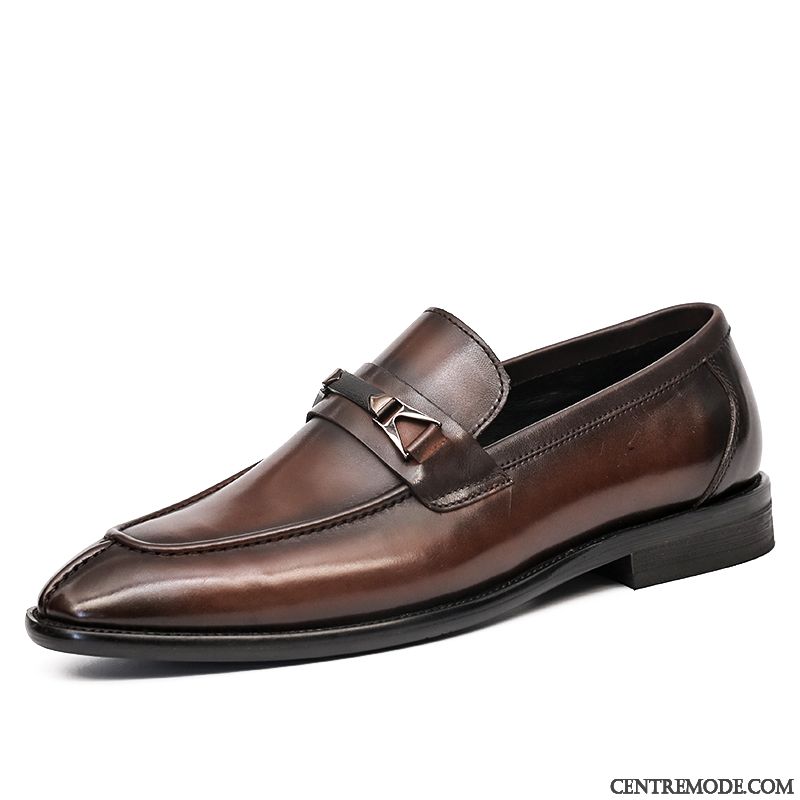 Derbies Homme Entreprise Décontractée Slip-on L'automne Chaussures En Cuir Pointe Pointue