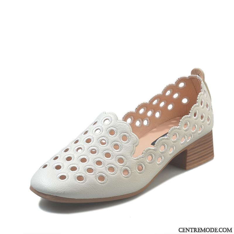 Mocassins Femme Creux Guipure Derbies Printemps Été Décontractée Tendance Blanc